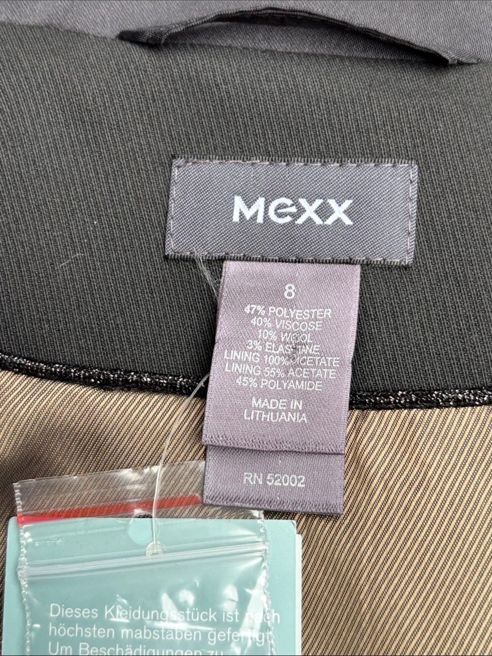 MEXX | Black Tuxedo Style Tailored Chic Corporate Sleek Blazer Jacket | Size 8 - Picture 11 of 12